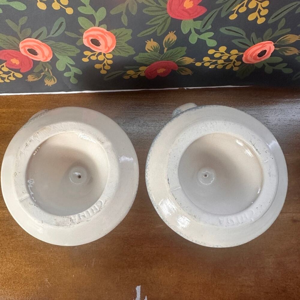Vintage Hermitage Pottery Spongeware Cottage Heart Candle Holders – Set of 2 - Picture 5 of 8